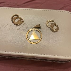 14k and 10k gold pendant  and earrings